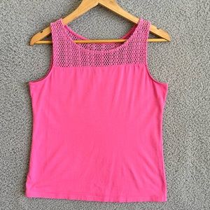 Ann Taylor Women’s Top Pink Size Medium Petite Sleeveless Crochet pattern